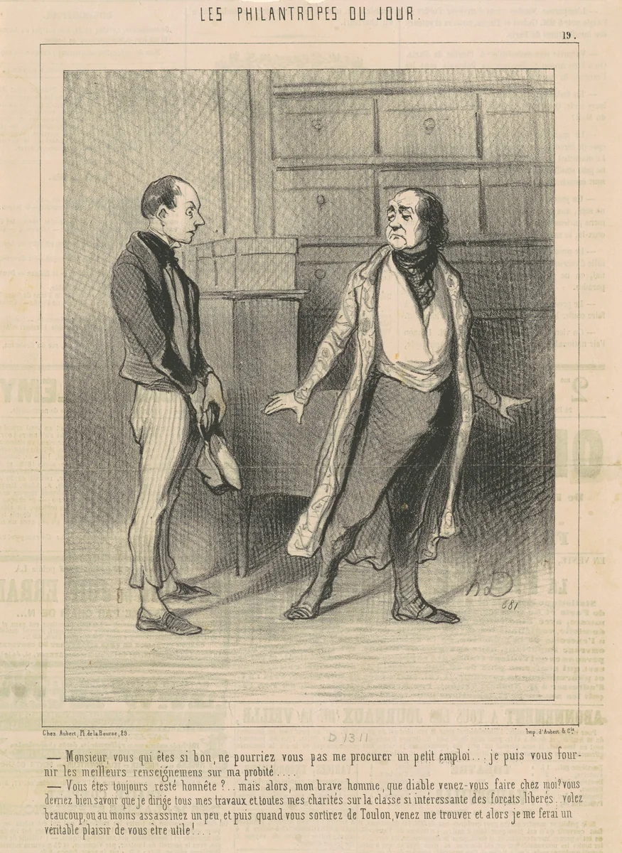 Monsieur vous qui êtes si bon ... by Honoré Daumier, print, 1844