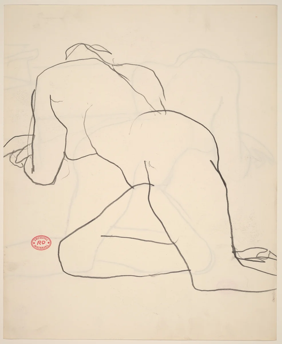Untitled [nude reclining in studio] by Richard Diebenkorn, drawing, 1955-1967