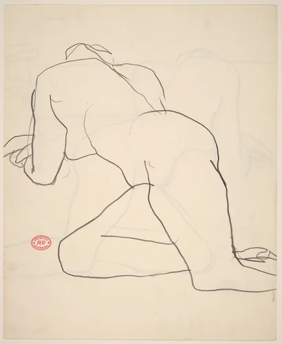 Untitled [nude reclining in studio] by Richard Diebenkorn, drawing, 1955-1967