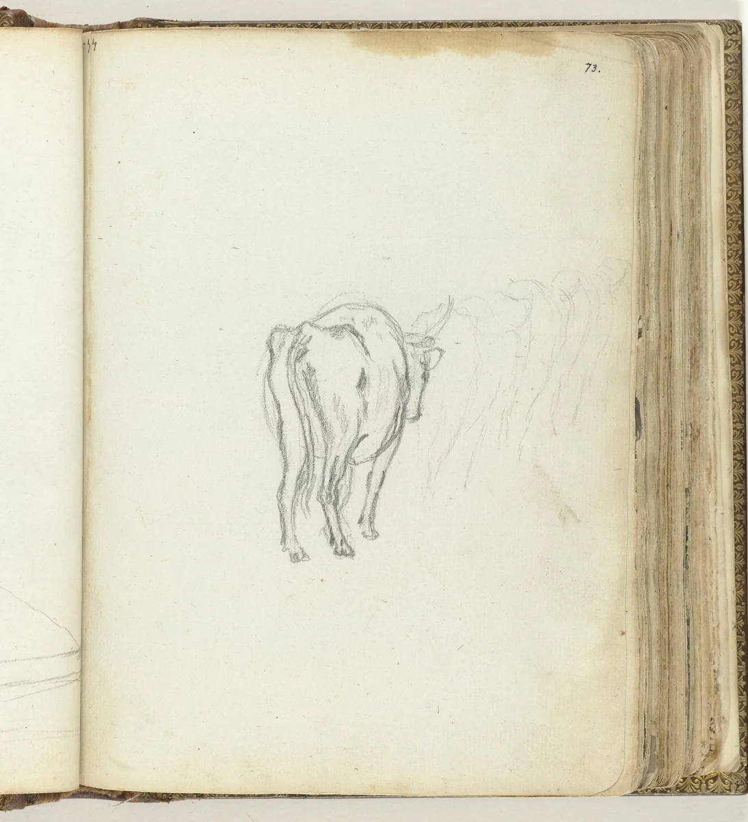 Lopend rundvee by Jan Brandes, drawing, 1786-1787