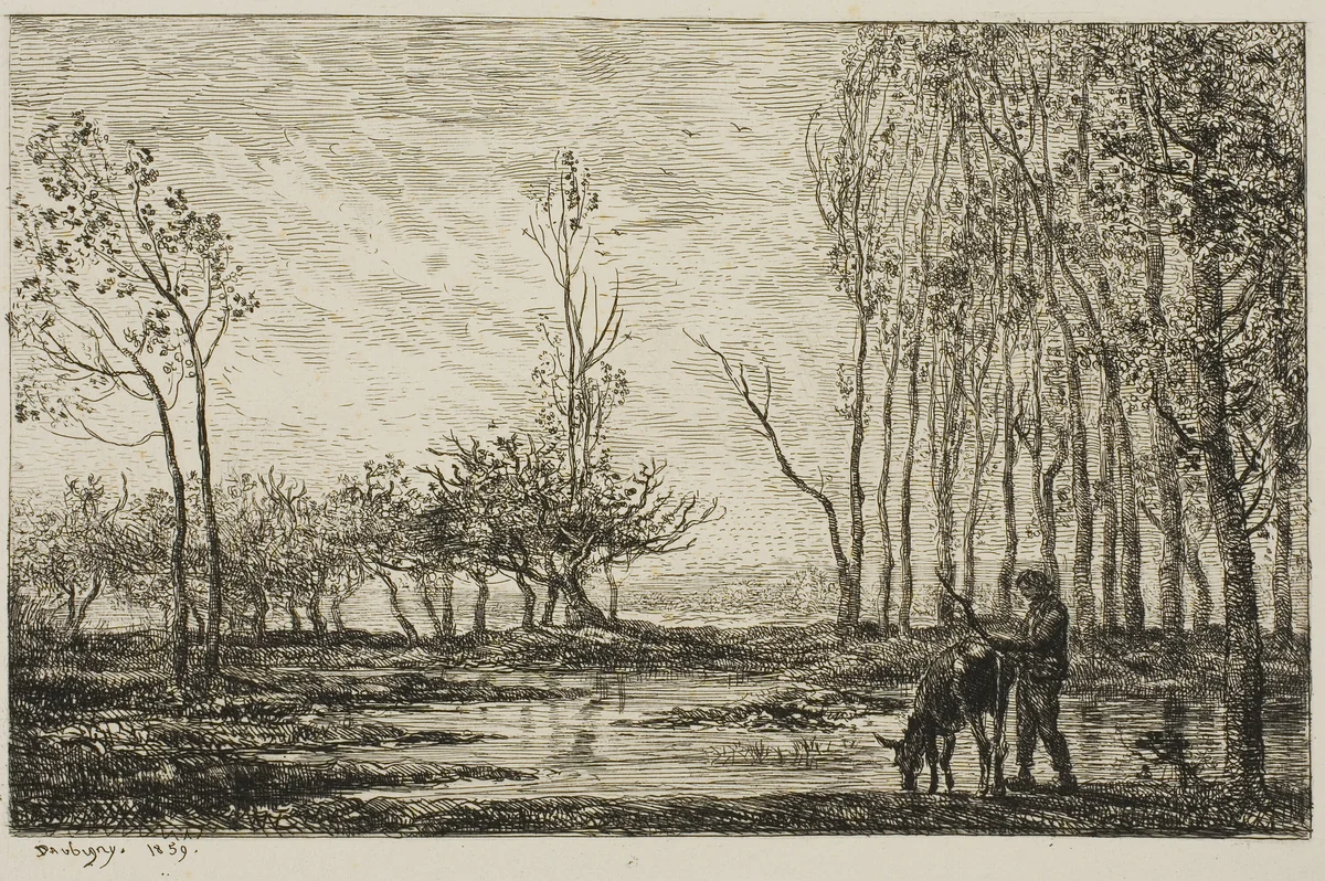 Sunset by Charles-François Daubigny, print, 1859