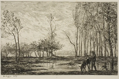 Sunset by Charles-François Daubigny, print, 1859