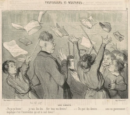 Une émeute by Honoré Daumier, print, 1845
