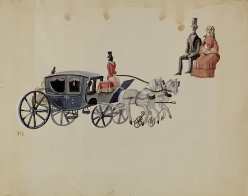 Toy Coach and Two Horses by Raoul Du Bois, index of american design, 1936