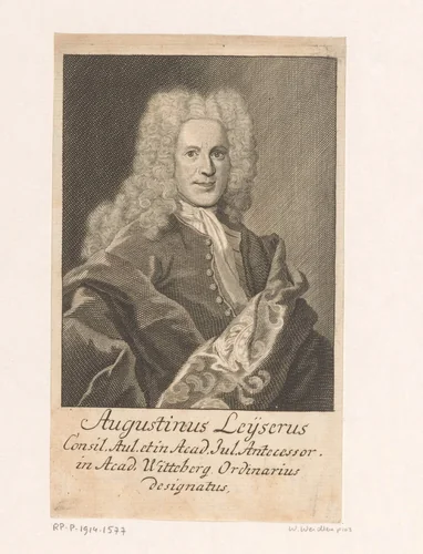 Portret van Augustin Leyser by Martin Bernigeroth, print, 1729