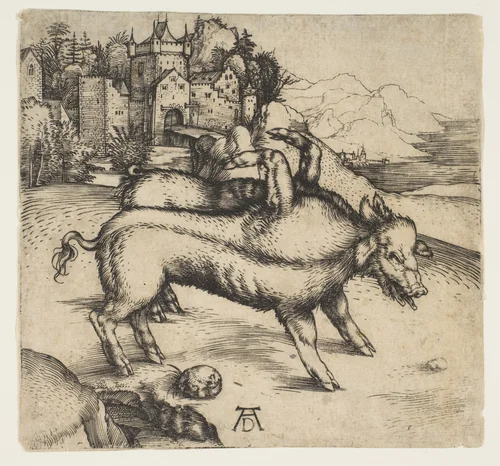 The Monstrous Pig of Landser by Albrecht Dürer, print, 1496