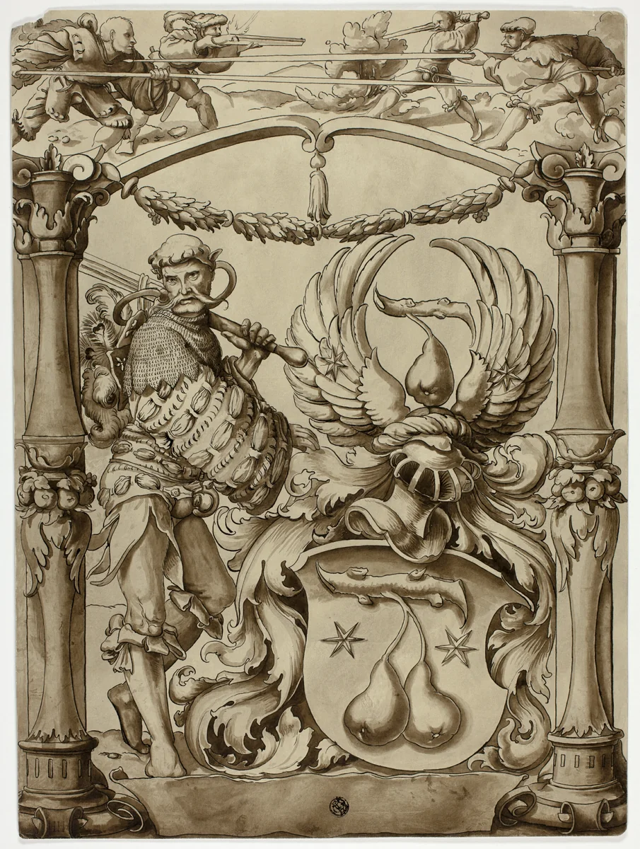 Design for Swiss Heraldic Arms by Hans Holbein, drawing, 1800-1899