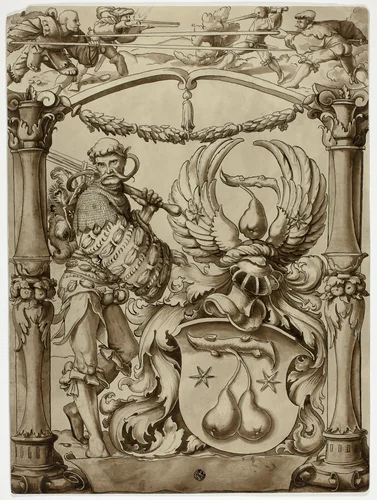 Design for Swiss Heraldic Arms by Hans Holbein, drawing, 1800-1899