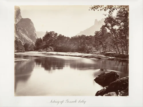 Looking Up Yosemite Valley by Carleton E. Watkins, photograph, 1870-1874