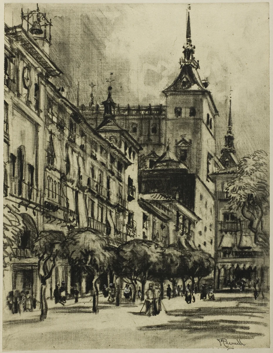 The Zocodover, Toledo by Joseph Pennell, drawing, 1898-1908