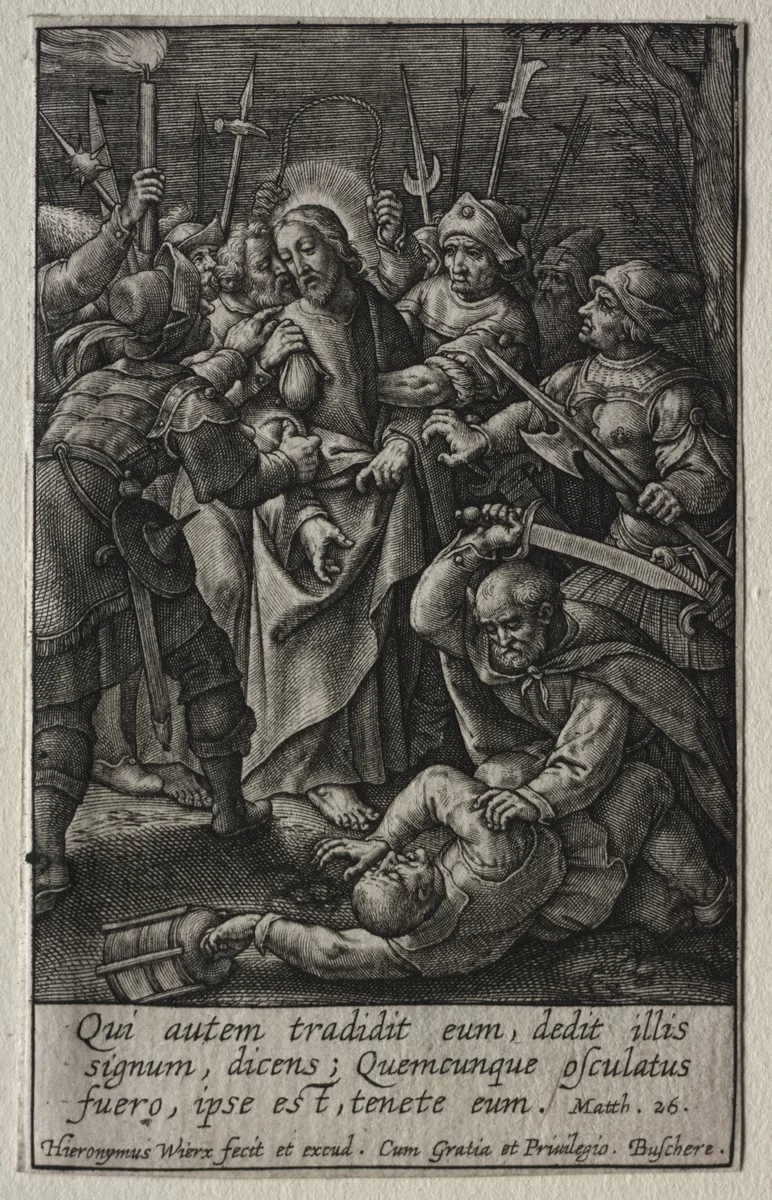 The Passion: The Betrayal of Christ by Hieronymus Wierix, print, 1614-1624