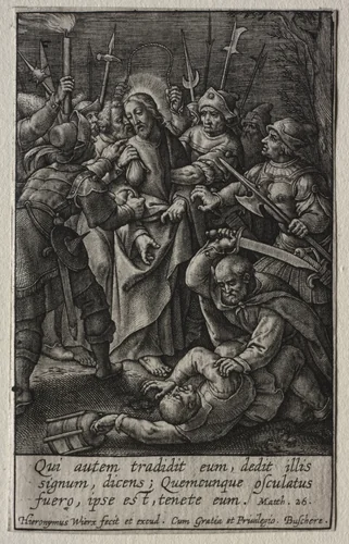 The Passion: The Betrayal of Christ by Hieronymus Wierix, print, 1614-1624