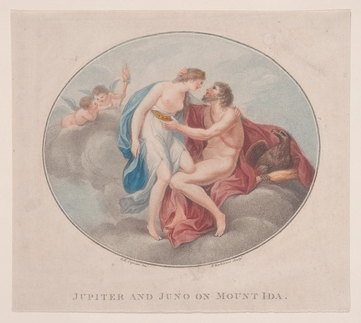 Jupiter and Juno on Mount Ida by Francesco Bartolozzi, print, 1784