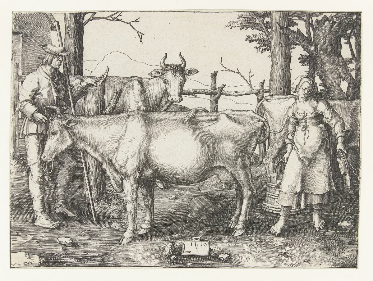 Het melkmeisje by Unknown, print, 1510