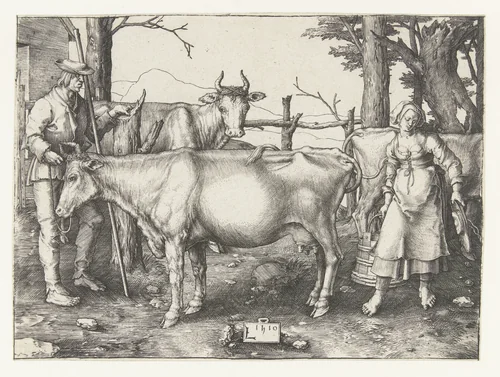 Het melkmeisje by Unknown, print, 1510