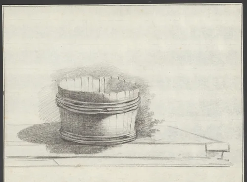 Houten tobbe by anonymous, drawing, 1800-1899