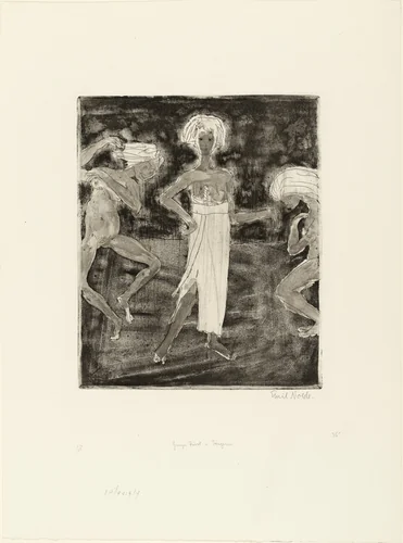 Young Prince and Dancers (Junger Fürst und Tänzerinnen) by Emil Nolde, print, 1918