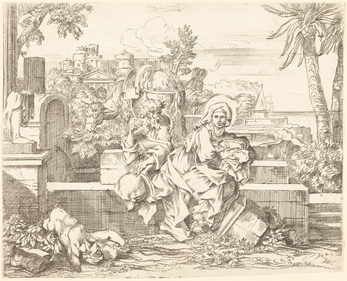 The Return from Egypt by Sébastien Bourdon, print, 1616-1671