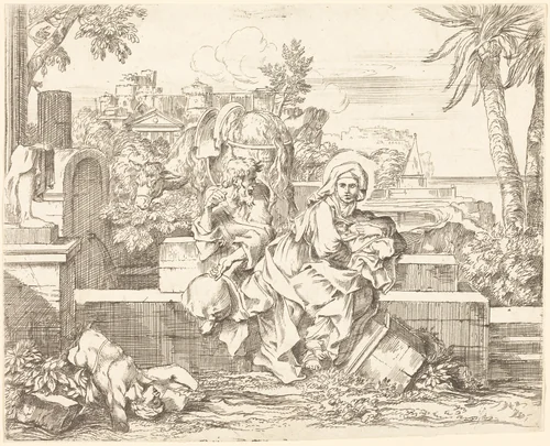 The Return from Egypt by Sébastien Bourdon, print, 1616-1671