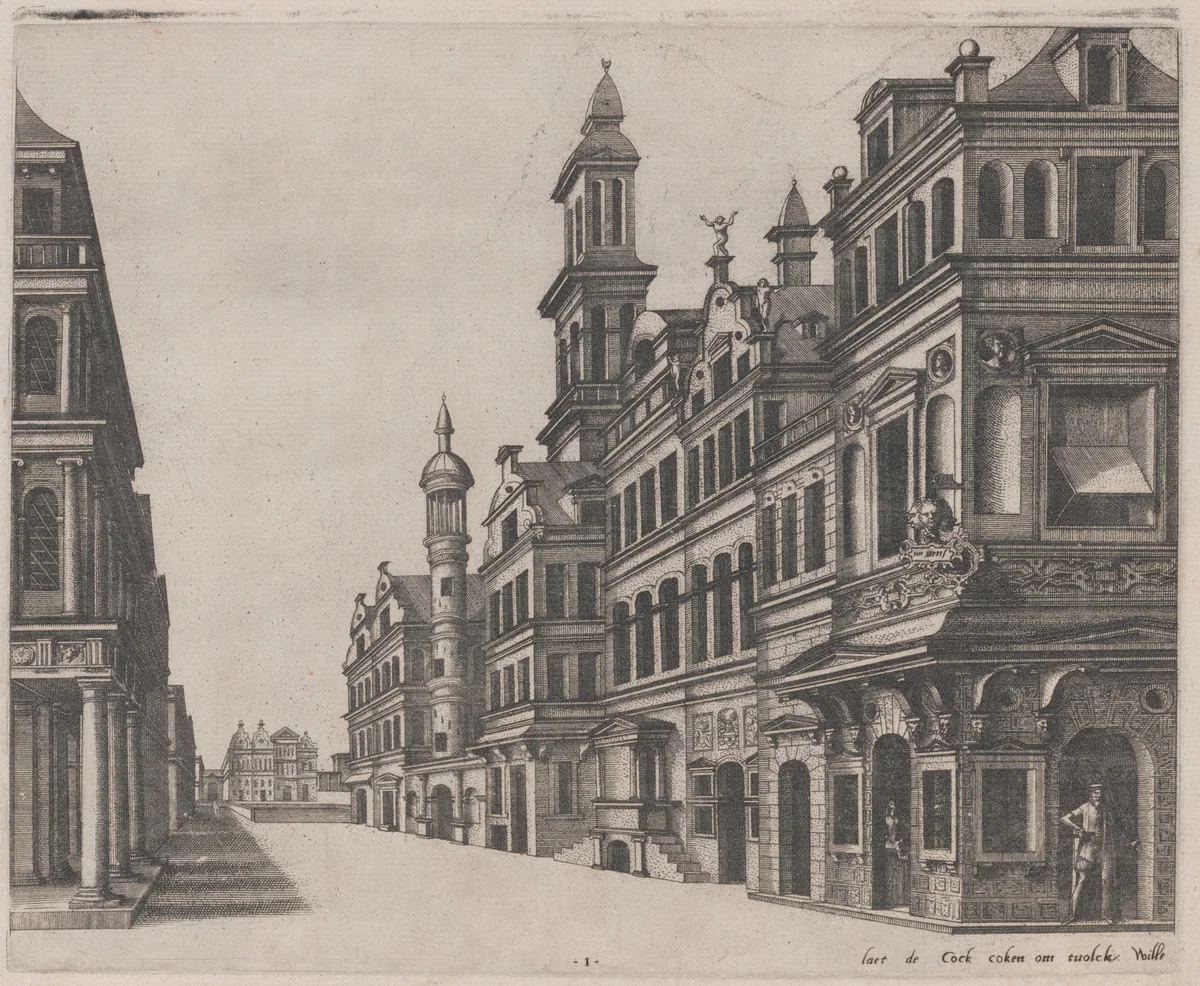 Perspective View of a Street by Lucas van Doetechum
Johannes van Doetechum the Elder
Hans Vredeman de Vries
Hieronymus Cock, portfolio, 1560