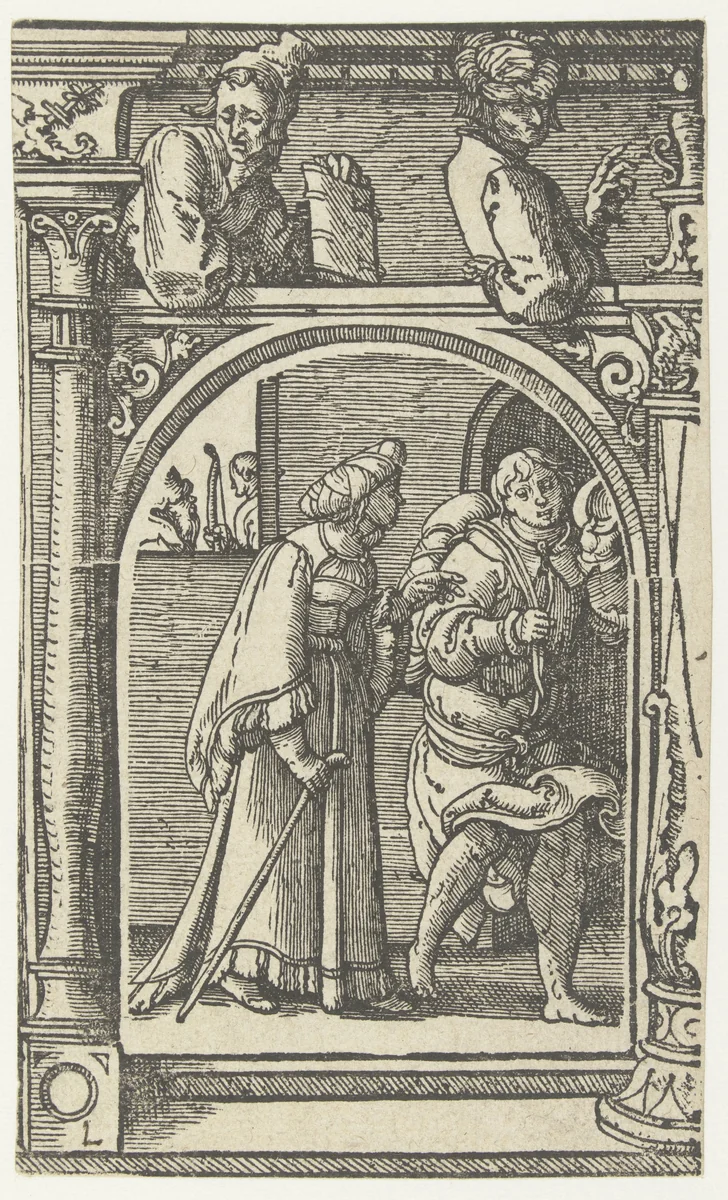 Rebekka stuurt Jakob naar Leban by anonymous, print, 1525-1530