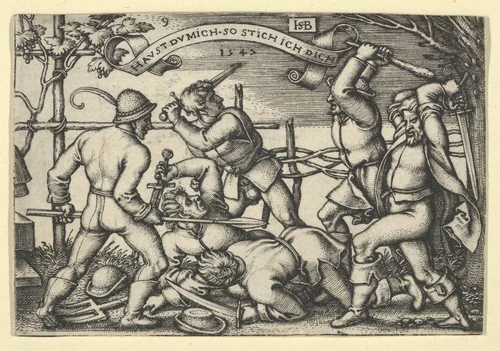 Peasants' Brawl from "The Peasants' Feast" or "The Twelve Months" by Sebald Beham, print, 1547