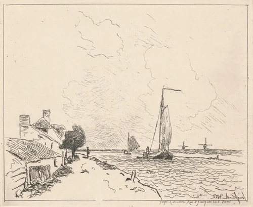 Two Boats at Sail (Les deux Barques à voile) by Johan Barthold Jongkind, print, 1862