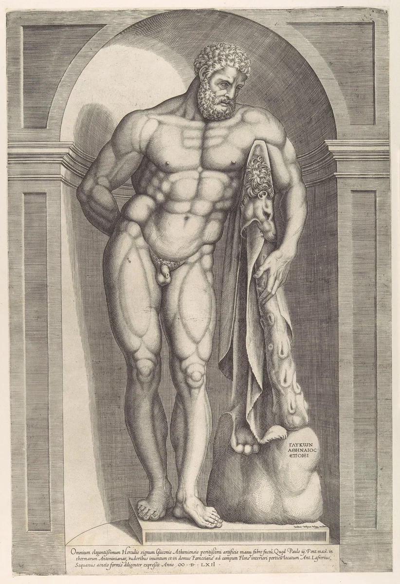 The Farnese Hercules, from "Speculum Romanae Magnificentiae" by Jacob Bos, print, 1562