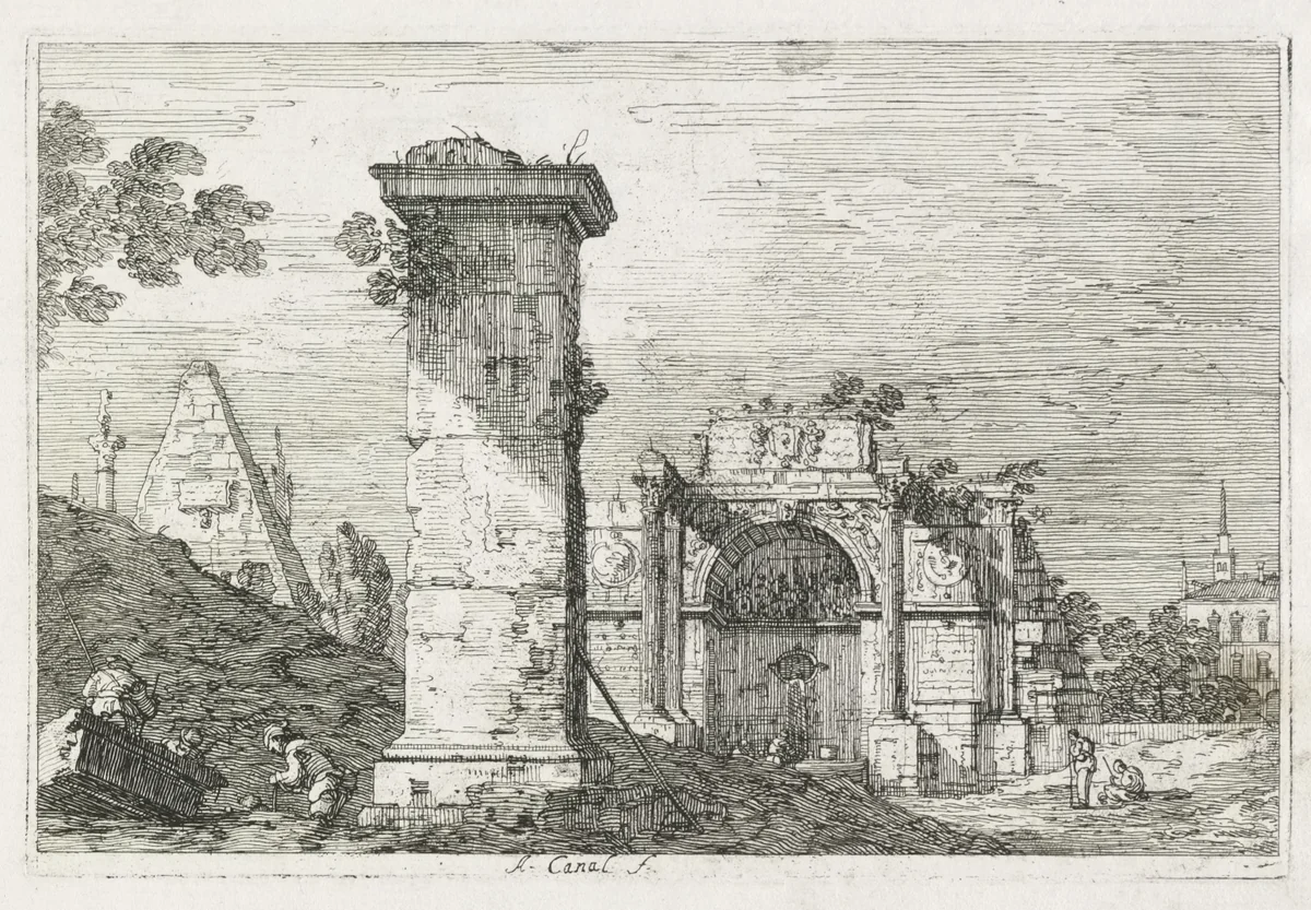 Views: Le Pilier isolè by Antonio Canaletto, print, 1735-1746