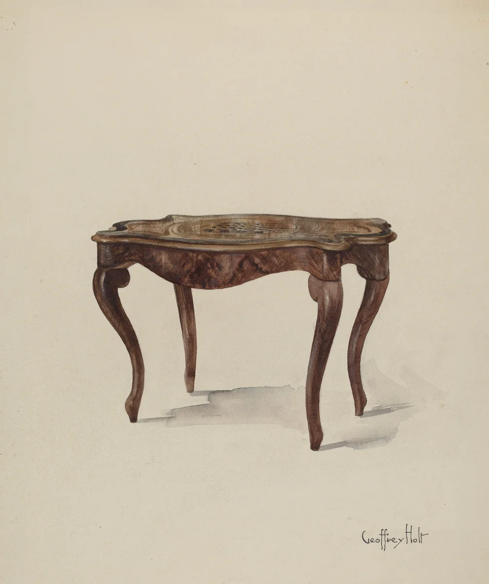 Marquetry Table, Showing Style by Geoffrey Holt, index of american design, 1937