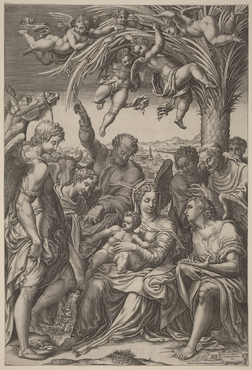 The Rest on the Flight into Egypt by Giorgio Ghisi; Giulio Campi, print, 1578