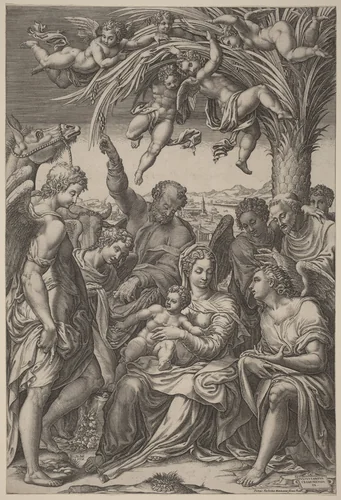 The Rest on the Flight into Egypt by Giorgio Ghisi; Giulio Campi, print, 1578