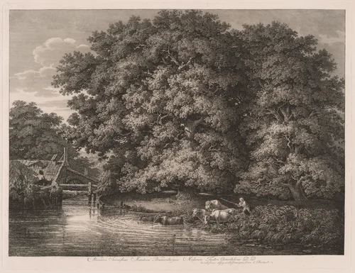 The Mill at the Great Oaks by Johann Christian Reinhart, print, 1788