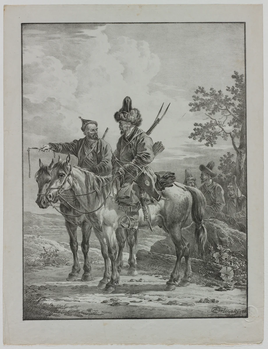 Tartars on Horseback by Aleksandr Orlowski, print, 1820
