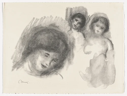 Stone with Three Sketches (La Pierre au trois croquis) from Twelve Original Lithographs by Pierre-Auguste Renoir (Douze lithographies originales de Pierre-Auguste Renoir) by Pierre-Auguste Renoir, print, 1904