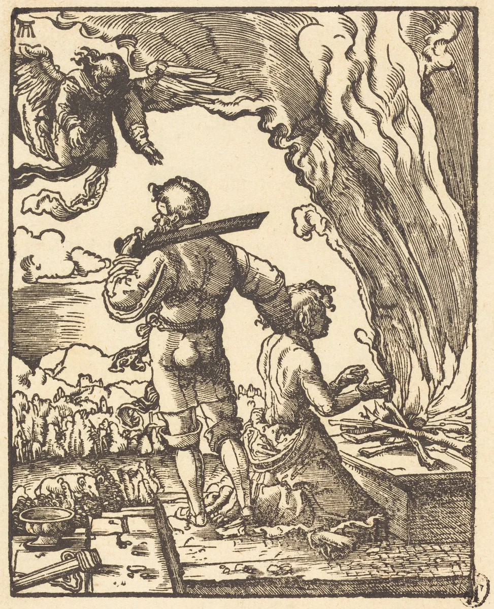 Abraham's Sacrifice by Albrecht Altdorfer, print, 1520