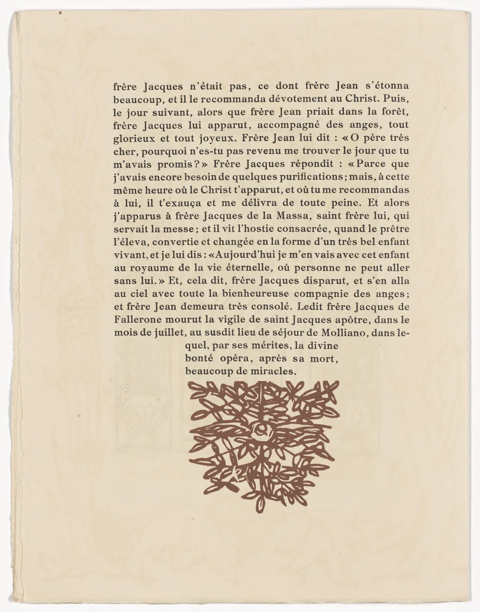 Tailpiece (page 288) from Les Petites Fleurs de St. François (The Little Flowers of St. Francis) by Émile Bernard, illustrated book, 1928