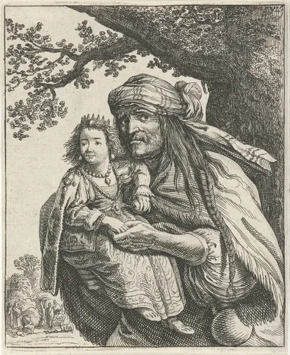 Roma vrouw Majombe met Konstance by Pieter Nolpe, print, 1643