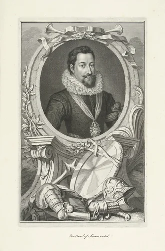 Portret van Robert Carr, 1e graaf van Somerset by Jacob Houbraken, print, 1747-1749
