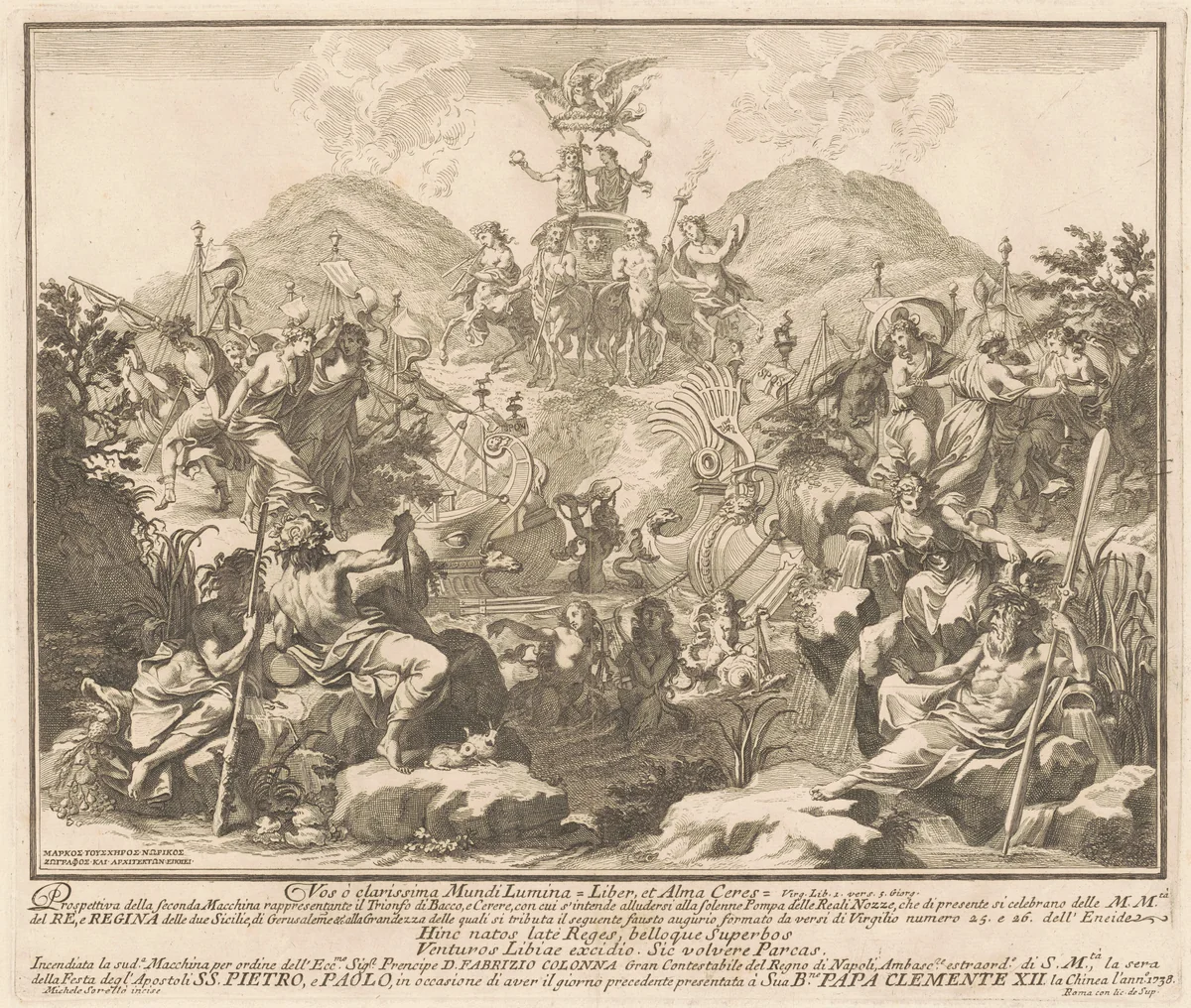 The Seconda Macchina for the Chinea of 1738: The Triumph of Bacchus and Ceres by Miguel de Sorellò
Carl Marcus Tuscher, print, 1738