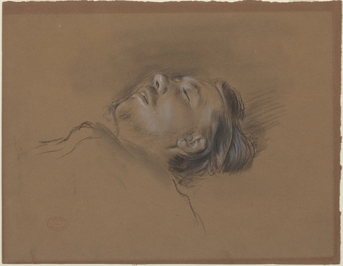 Head of the Fallen Jockey (study for "Scene from the Steeplechase: The Fallen Jockey") by Edgar Degas, drawing, 1866-1881