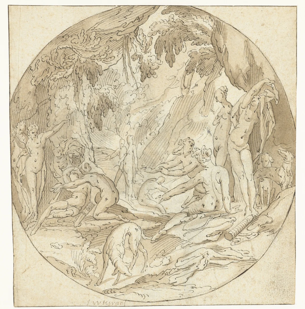 Diana ontdekt Callisto's zwangerschap by Unknown, drawing, 1576