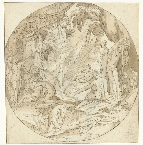 Diana ontdekt Callisto's zwangerschap by Unknown, drawing, 1576