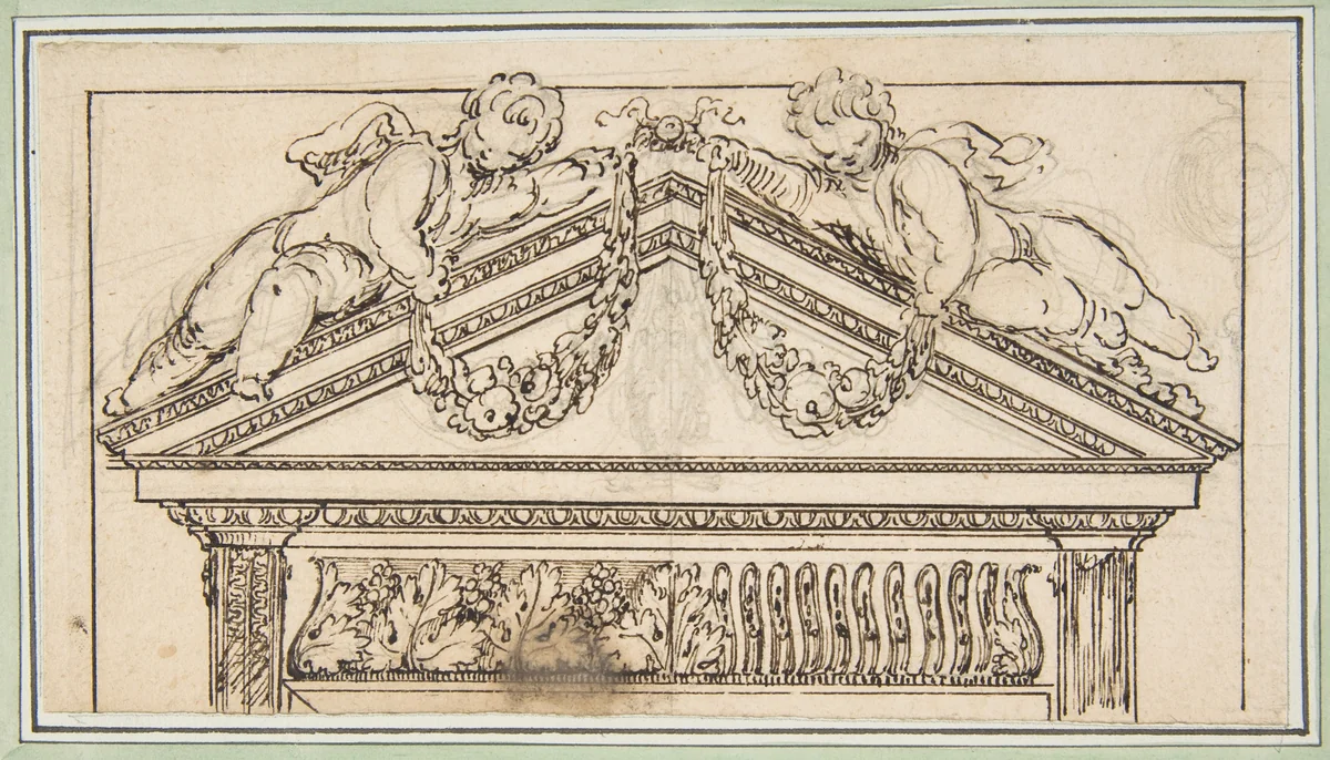 Study of a Pediment by anonymous, drawing, 1700-1799