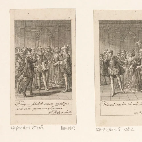 Hendrik van Navarra tegenover Karel IX by Daniel Nikolaus Chodowiecki, print, 1790