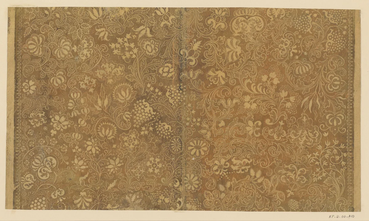 Blad met ranken met bloemen en vruchten en sierkader by Andreas Steber, other, 1720-1750
