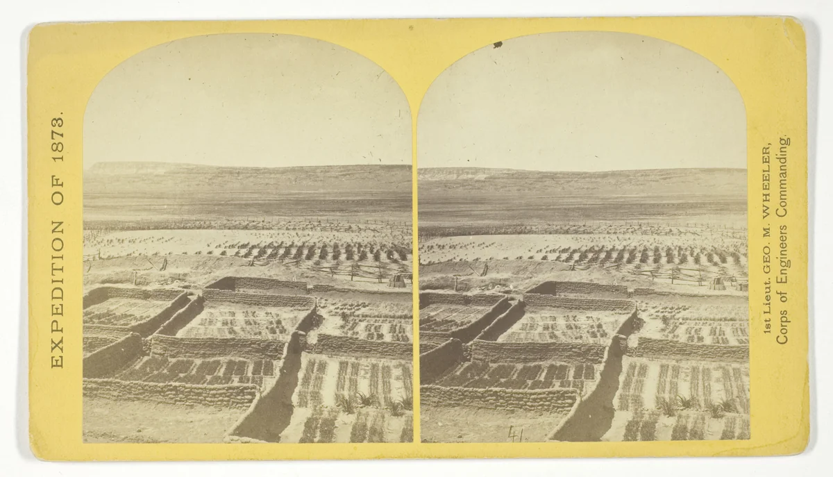 Gardens surrounding the Indian Pueblo of Zuni, in which are raised a variety of vegetables, such as peppers, onions, garlic &c, No. 18 from the series "Geographical Explorations and Surveys West of the 100th Meridian" by Timothy O'Sullivan, photograph, 1873