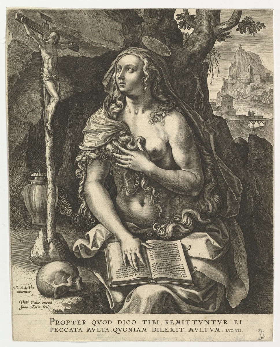 Mary Magdalen by Maerten de Vos, print, 1560-1612