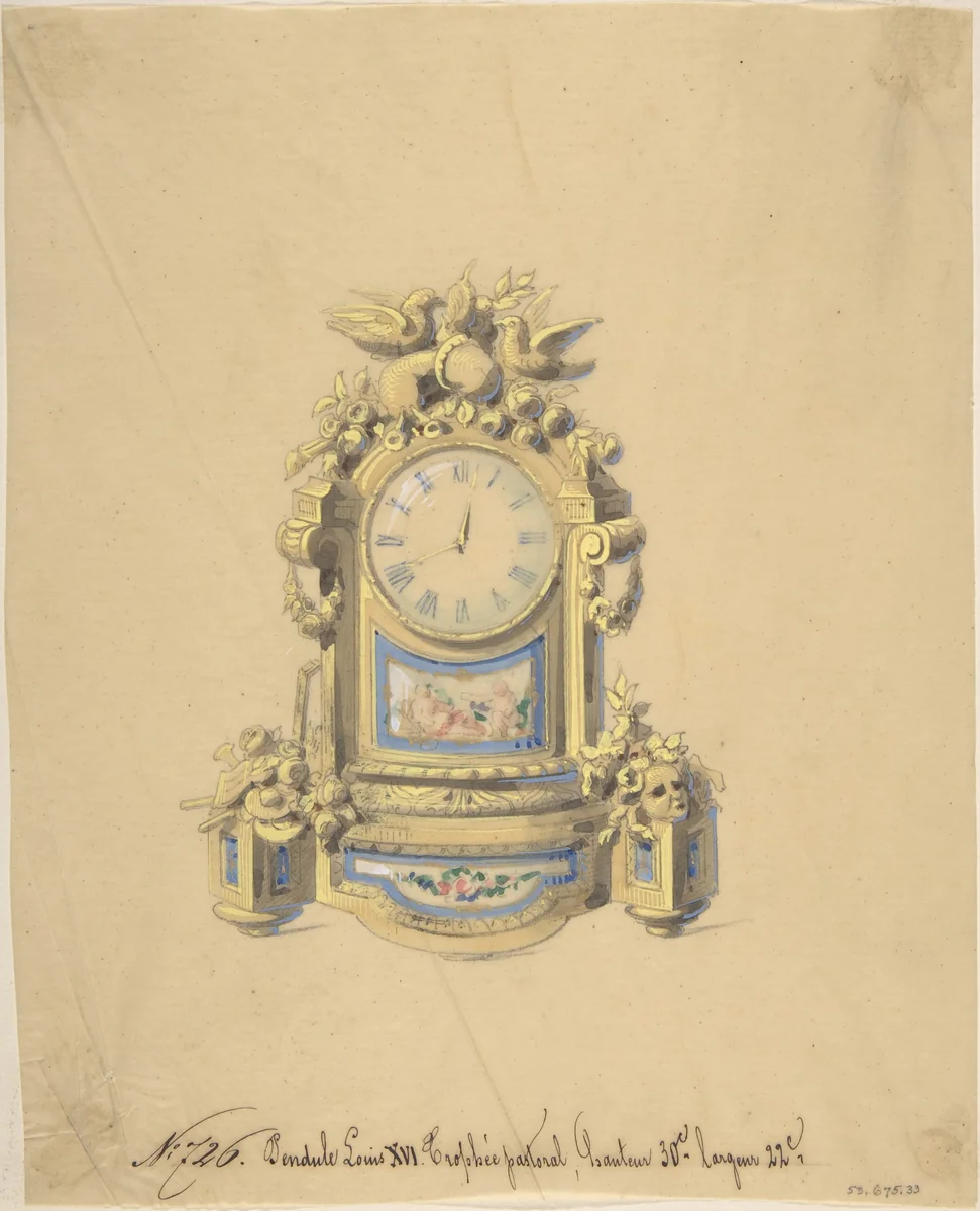 Design for a Clock by anonymous, drawing, 1800-1899