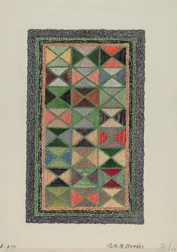 Hooked Rug by Ruth M. Barnes, index of american design, 1936